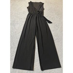 Vtg Nik & Nash Wide Leg Jumpsuit Womens M Black Goth Party Glam Wedding USA Made